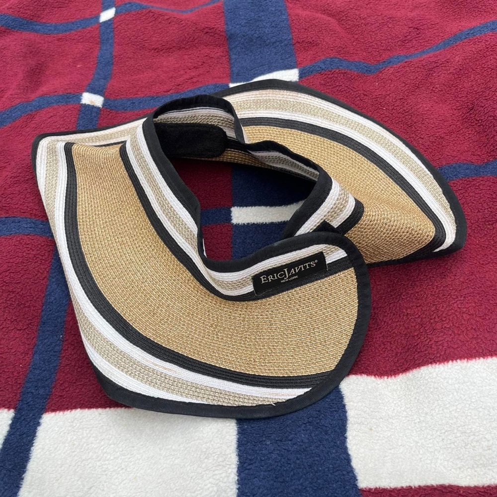 Eric Javits Brooke Squishee Champ Visor Natural Black cream white Straw Sun Hat